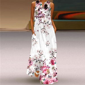Maxi <span class=keywords><strong>abito</strong></span> floreale con stampa a farfalla da donna <span class=keywords><strong>estivo</strong></span> senza maniche con scollo a V da donna ampio <span class=keywords><strong>abito</strong></span> lungo <span class=keywords><strong>estivo</strong></span> <span class=keywords><strong>taglie</strong></span> <span class=keywords><strong>forti</strong></span> - Product Image 2