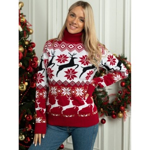 Vente en gros unisexe col rond renne flocon de neige pull noël hommes chandails - Product Image 4