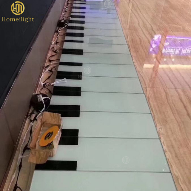 Interactive Waterproof Piano LED Floor Tile Lamp 3D RGB Color Changing Dance Floor with Sound Stage Lights for Church