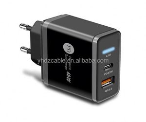 EU UK US 48W <b>USB</b> <b>C</b> Power <b>Adapter</b> with LED Light QC3.0 <b>USB</b> Dual Port Travel Fast Charging Head Smartphone Wall Charger - Product Image 2