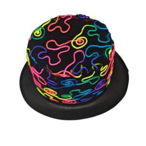Chapeau Fedora en feutre unisexe ajustable pour adulte avec cordon néon et broderie vibrante pour fêtes décontractées et Halloween - Product Image 1
