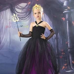 Costume de cosplay HP Sea Witch Ursula pour filles, robe longue en tulle violette, tenue de carnaval pour enfants, baguette magique, couronne, costumes d'Halloween - Product Image 1