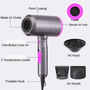 Sèche-cheveux puissant à technologie ionique, alimenté par le véhicule, avec diffuseur, buse, haute vitesse, brillance, outil de salon pour usage domestique et hôtelier - Product Image 5