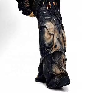 <span class=keywords><strong>Jeans</strong></span> Cargo da <span class=keywords><strong>Uomo</strong></span> Produttore Lavaggio Fango Pesante a <span class=keywords><strong>Vita</strong></span> Doppia Streetwear Taglie Forti con Logo Personalizzato Vestibilità Comoda - Product Image 3