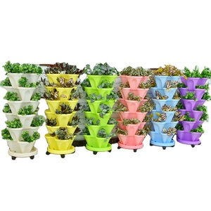 Macetas Verticales de Plástico para Exteriores, Macetas Apilables para Jardín, Macetas para Flores, Macetas para Fresas - Product Image 1