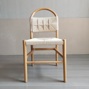 Sedia da pranzo moderna in legno per feste nuziali e per eventi, schienale intrecciato, sedia in corda - Product Image 1