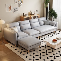 Günstiges Wohnzimmer-Möbelset Modernes Luxus-Chesterfield-Sofa 5-Sitzer Kunstleder Holzbeine Sofa für Zuhause