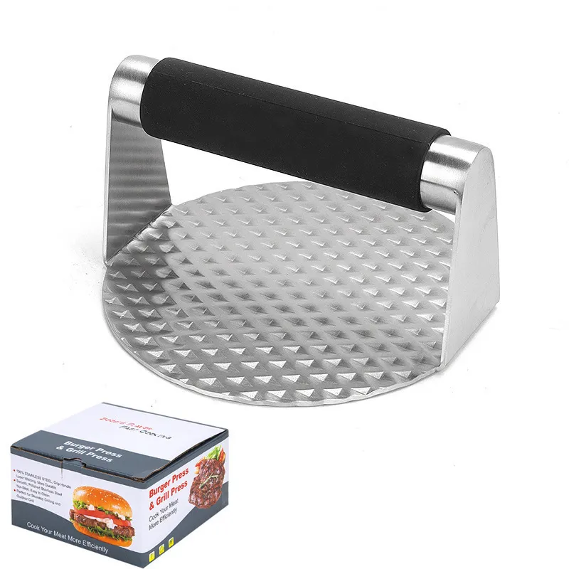 Manjia Round Hochleistungs-Hamburger presse aus rostfreiem Stahl Antihaft-Speck presse mit Anti-Verbrühungs griff Burger Smasher
