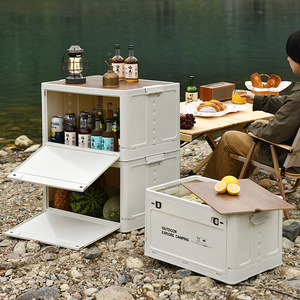 Boîte de rangement pliable en plastique à roulettes à ouverture latérale 30L-40L Style japonais Camping en plein air Vêtements Livres Coffre Boîte de rangement - Product Image 3