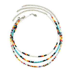 Collier de perles de riz colorées tissées bohèmes-Chaîne de clavicule élégante pour femme, bijoux de déclaration Boho Chic - Product Image 4