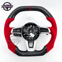 Volant personnalisé en Alcantara noir brillant et fibre de carbone pour Mazda MX5 2016-2025