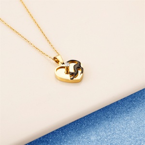 Collier ras du cou élégant pour femme en acier inoxydable avec pendentif cœur animal chat en zircon - Product Image 3