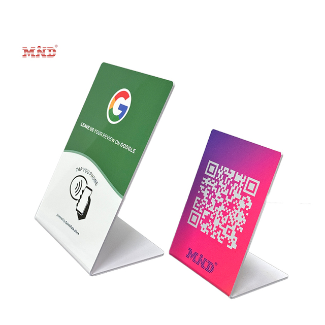 Custom Restaurant Google Review PVC Table Qr Code Nfc Display Menu Tag Stand Social