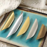 Poignées de meuble en laiton massif style feuille MCM, finition or chromé et nickel brossé, pour armoires, collection Mid-century Modern – Offre Spéciale