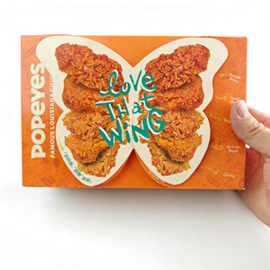 Caja de Cartón Desechable Personalizada para Llevar, para Alitas de <span class=keywords><strong>Pollo</strong></span> Fritas |   Comida Estampada con Impresión Flexográfica Estilo Popeyes - Product Image 2