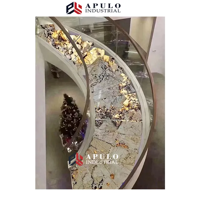 Fábrica preço baixo luxo mármore patagônia mármore granito slab transparente pandora branco onyx da escada