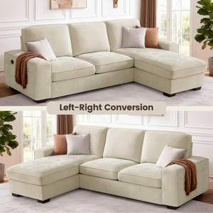 Sofá Seccional en Forma de L de 99 Pulgadas con Almacenamiento, Sofá con Chaise Longue Reversible, Carga USB Tipo C, Fundas de Cojín Extraíbles - Product Image 6