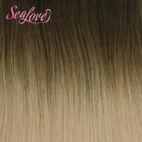Extensions de cheveux blondes à racines foncées, double épaisseur, à bandes adhésives en PU, 100% cheveux humains