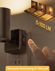 Veilleuses rotatives LOHAS à brancher sur prise murale, lumière blanche chaude, intensité réglable, capteur de lecture, veilleuse pour chambre à coucher - Product Image 5