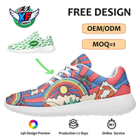 Chaussures de golf formelles personnalisées, motif arc-en-ciel montagne, maille respirante, légères, été/printemps, design personnalisé, pour la marche quotidienne