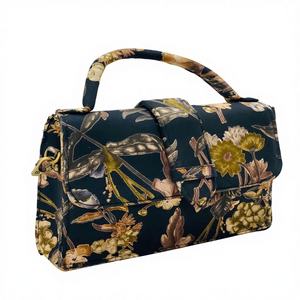 Dark Botanical Floral Cotton Fabric Durable Soft Waterproof Elegant Shoulder Crossbody Purse Quilted Vintage Ethnic Fashion - Product Image 1