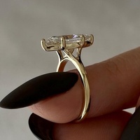 Anillo de Compromiso con Diamante Cultivado en Laboratorio CVD/HPHT, Corte Marquesa de 2 Quilates, Certificado IGI, Oro Amarillo Sólido de 10K/14K/18K