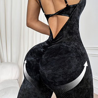 Combinaison de yoga et de fitness sans couture transfrontalière, à bretelles spaghetti, dos couvert, effet push-up des fesses, coupe ajustée, sexy, dos en V, dos nu, effet givré