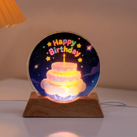 Lampe de nuit LED en verre lumineux en forme d'anneau avec impression couleur UV, lumière ambiante USB pour la maison, design moderne minimaliste