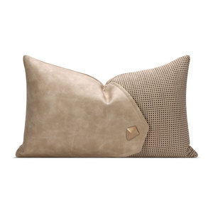 AIBUZHIJIA Metal Ornament <strong>Rectangular</strong> <strong>Cushions</strong> <strong>Cover</strong> Faux Leather Throw Pillow <strong>Covers</strong> for Home Decoration - Product Image 1