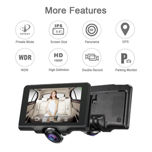 SUNWAYI PI50 DVR Cámara de salpicadero panorámica de 360 grados con detección de movimiento Monitor de estacionamiento Pantalla táctil de 5 pulgadas Grabación dual HD 1080P - Product Image 5