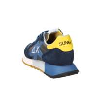 Sun68 Baskets rétro à lacets pour hommes Z36116 Bleu Vert Militaire Beige Blanc Talon de 3 cm Chaussures respirantes en toile toutes saisons