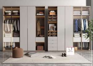 ตู้เสื้อผ้าการออกแบบที่กำหนดเองเฟอร์นิเจอร์ห้องนอนไม้แบบแยกส่วนที่ทันสมัย - Product Image 4