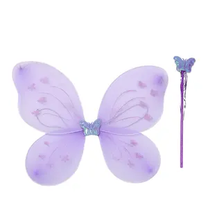 Fancy Kids Angel Costumes Butterfly Wing With headband Stick 3 Piece Sets Princess Costumes