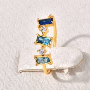 Wholesale <b>Crystal</b> Charm <b>Ring</b> Dainty Gold Plated Stainless Steel Colorful Zircon <b>Rings</b> - Product Image 2