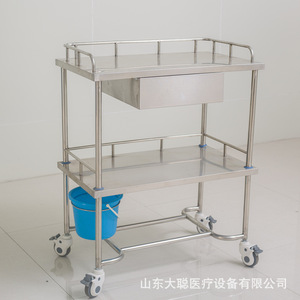Da Cong Medical Treatment Cart 750x450x900mm Double Layer Stainless Steel Instrument <b>Trolley</b> With Brake <b>Wheels</b> - Product Image 1
