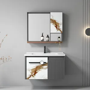 800mm 33.5 inch Aluminum Bathroom Cabinet T1023-80 Wall Mounted Aluminum bathroom vanity