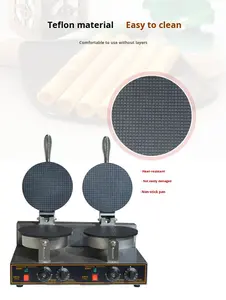 Machine à gaufres croustillantes en acier inoxydable pour la crème glacée, gaufrier électrique pour bubble tea et snack-bars - Product Image 4