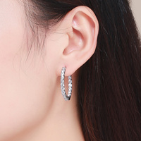 Boucles d'oreilles créoles classiques en zircon serties de zircons, en alliage, pour femme, cadeau, plusieurs options de couleurs