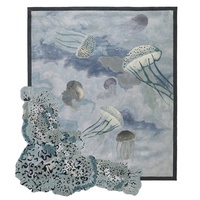 Tapis de sol LandScopeTech Jellyfish de forme irrégulière, 13 mm, en laine de Nouvelle-Zélande et soie de bambou, tissé à la main, tapis de luxe écologique