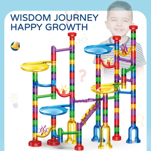 어린이 DIY 트랙 구슬 실행 파이프 라인 게임 줄기 조립 빌딩 블록 130PCS 미로 트랙 볼 슬롯 장난감 - Product Image 3