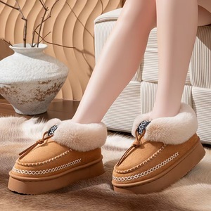 Retro Furry Shoes for <strong>Men</strong> and Women, Winter Outer Wear, Warm Snow <strong>Boots</strong>, Lightweight Cotton <strong>slippers</strong> - Product Image 5
