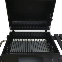 Barbecue fumoir robuste noir au charbon de bois 2026 pour fêtes en extérieur, avec chariot en fer et acier pour pique-niques et grillades