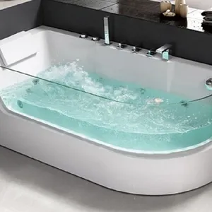Höhe Riesige große tiefe Tropfen in ovalen runden Surround Ultra Jet Hydro Massage system Spa Soaker Eingebaute Badewanne