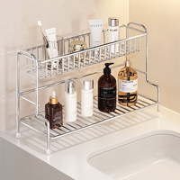 Support de rangement multifonctionnel en acier inoxydable pour produits de soin, dentifrice et gobelets, idéal pour la cuisine, la salle de bain et l'évier