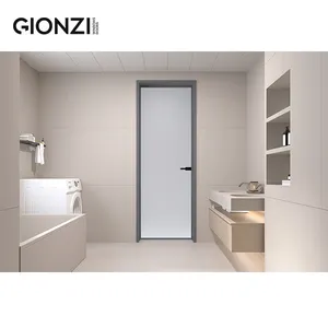 GIONZI su geçirmez sıcak satış tuvalet kapı salıncak kapı banyo alüminyum yüksek performans çift temperli cam düz kapı