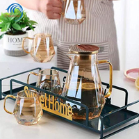 Pichet en verre ambré transparent de 1500ml avec couvercle et bec verseur Pichet à boissons Conteneur à jus Pichet à thé glacé à eau