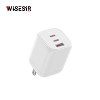 Chargeur USB Type-C GaN WISESIR 65W QC3.0/PPS OTP OVP/OCP 5V/3A 92% d'efficacité - Adaptateur de voyage pour mobile/ordinateur portable (EU/UK/AU/US)