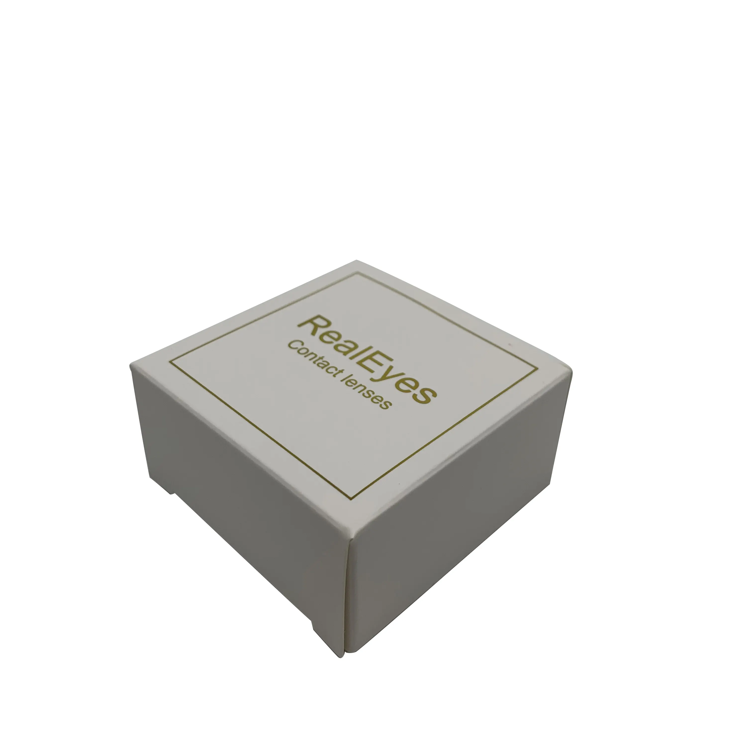 Kotak kemasan lensa kontak kertas desain lucu kustom dengan logo cap emas
