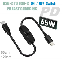 Câble d'alimentation USB C vers USB C PD 65W avec interrupteur, câble de charge USB C vers Type-C pour téléphone portable et ordinateur portable avec fonction marche/arrêt et charge rapide