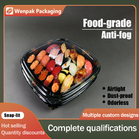 Vente chaude – Boîte d'emballage alimentaire jetable en PET de qualité alimentaire, anti-buée, multi-modèles, pour sushis à emporter, plateau carré profond pour fêtes, Wenpak